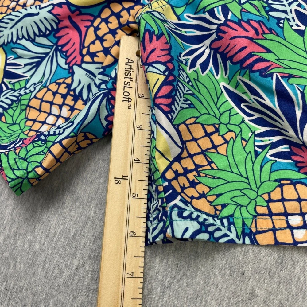 Vineyard Vines Mens Tropical Pineapple Cocktail Print Swim Trunks Blue Multi